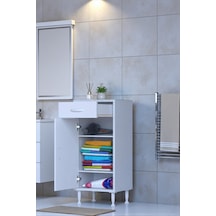 Eliusta Taha 45 Cm 3 Bölmeli Beyaz Çok Amaçlı Dolap 2 Raflı Banyo Mutfak Dolabı 45x88x32,5 Cm Düzenleyici Beyaz