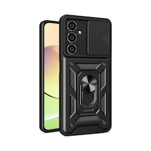 Mey İthalat Samsung Uyumlu Galaxy A05s Kılıf Pars Lens Yüzüklü Silikon - Siyah