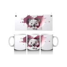 Duvarı Delen Tatlı Koala Figürü Baskılı Kahve Kupası Renkli