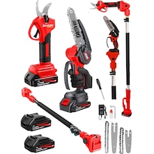 Dragro DRG-128mt Mavi Kömürsüz 21 V 3 Ah 2 Metre Teleskopik Uzatma Akülü Bağ Dal Budama Kesme Makası Makinesi