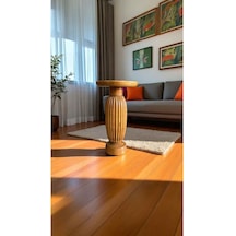 Tekli Doğal Masif Ahşap Yan Sehpa Tik Renk Mantar Sehpa Modeli - Wooden Coffee Table - Decorative Tik Ağacı
