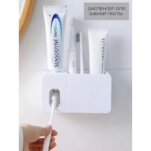 Ximistore9 Duvar Tipi Diş Macunu Dağıtıcı - Beyaz, Çocuk Dost, Doğru Miktar Kontrolü, Diş Fırçası Konteyneri Beyaz