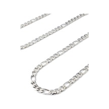 Gümüş Kaplama 316 L Paslanmaz Çelik Kz-105 Figaro 3+1 Zincir Kolye 4 Mm. Beyaz