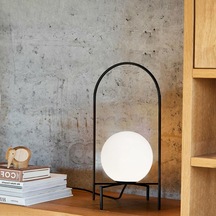 Homing Moon Siyah Metal Camlı Masa Lambası Siyah