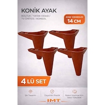 İmt Aksesuar Konik 14 Cm Ceviz 4 Adet Mobilya Ayağı Robot Süpürgeye Uyumlu Koltuk Tv Ünitesi Konsol Ayağı Kahverengi