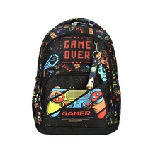 Miço Kids Game Over Kumanda Desenli 3'lü Okul Çanta Seti Siyah