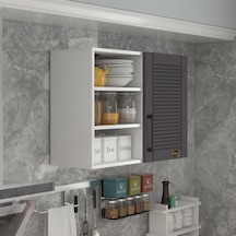 Kenzlife Hazır Mutfak Dolabı Roka90 Gri Mod2 90 080 32 Mebran Kapak Suntalam Gövde Beyaz
