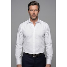 Bisse Beyaz Regular Fit Pamuk Klasik Yaka Cepsiz Erkek Gömlek Gmkls24k24001 D01