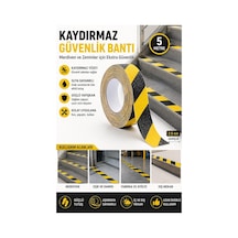 Merdiven Kaydırmaz Bant Sarı Siyah 25mm 1 Adet Mas Güvenlik Uyarı Bandı 5 Metre 2.5 Cm Yapışkanlı Basamak Mermer Beton