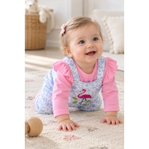 Babyhola Kız Bebek Çocuk Flamingo Salopet Badi Takım 23388 Pudra