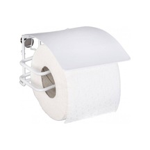 Saban Classic Plus Tuvalet Kağıdı Tutucu Beyaz Kaplamalı, Kapaklı, Duvar Montajlı, Paslanmaz Çelik 14 X 9 X 14 Cm Beyaz