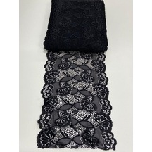 Likralı Dantel Esnek Dantel 1 Metre Siyah
