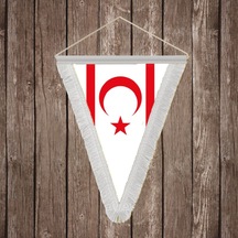 Kktc Kuzey Kıbrıs Türk Cumhuriyeti Beyaz Saçaklı Üçgen Flama Bayrak Hatıra Flama Diğer