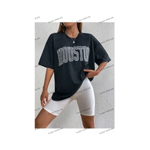 Startmore Kadın Beyaz Houston Baskılı Oversize Siyah
