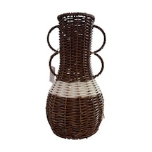 Doğaner Kulplu Kahverengi Rattan Vazo 12x26 Cm