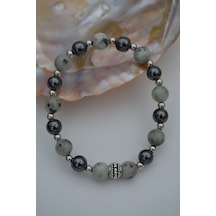 Stoneage Jewellery Dalmaçyalı Akik ve Hematit Doğal Taşlı Bilekli Çok Renkli