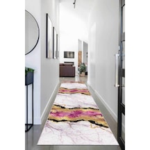 Pembe Gold Kaymaz Mermer Desen Özel Ölçü Rulo Yolluk Ar265n11 Gold - Pembe