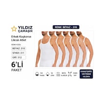 Yıldız Çamaşır Erkek Kaşkorse Likralı İnce Askılı Atlet 310-311-312 - 6 Adet Beyaz