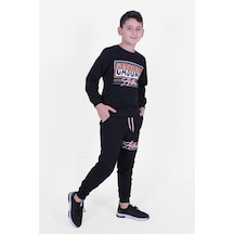Fyk Kids 2 İplik Baskılı Erkek Çocuk Eşofman Takımı Siyah