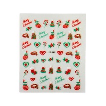 No:6 - Noel Baba 3d Tasarım Yapışkan Tırnak Sticker Tırnak Dövmesi Nail Art