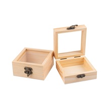 Tr 2 Paket Küçük Ahşap Kutu Menteşeli Kapaklı Bitmemiş Ahşap Takı Kutusu 3.5x3.5x1.8 İnç Boş Ahşap Hediye Ku