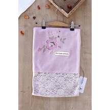 Kız Bebek Çift Katlı Kanaviçe Ve Dantel Detaylı Natural Penye Battaniye Stl6593 Krem