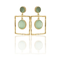 Kadir Jewellery 22 Ayar Altın Kaplama Kadın Sallantılı Küpe -el İşçiliği Ve Hipoalerjenik Küpe-e85 Açık Yeşil