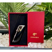 Cohiba 3 Torch Pürmüz Siyah Yan Ağız Puro Çakmağı Delicili
