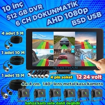 6 Ch 10 İnç Dokunmatik 1080p 6 Kameralı 4k Ultra Hd 512 Gb Dvr-usb-bsd Monitör Seti 12 - 24 Volt