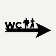 Cajuart Siyah Ahşap Ok Üzeri Erkek Kadın Wc Tuvalet Yönlendirme Uyarı Levhası