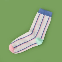 Soft Çizgili Çorap - Beyaz Çok Renkli