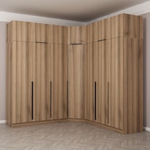 Kaleplus 7 Kapaklı 4 Çekmeceli Köşe Dolap + Yüklük Dore Dore Plus 235cm Ceviz