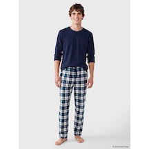 LC Waikiki Lc Waıkıkı Lacivert Regular Fit Ekose Erkek Pijama Altı