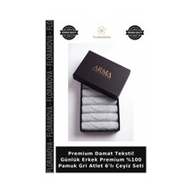 Floranova Premium Damat Tekstil Günlük Erkek Premium %100 Pamuk Gri Atlet 6'lı Çeyiz Seti