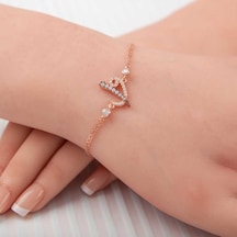 925 Ayar Gümüş Rose Elif Vav Kadın Bileklik Gümüş
