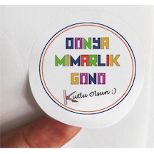 48 Adet 4 Cm Dünya Mimarlık Günü Kutlu Olsun Baskılı Mat Etiket Sticker -2