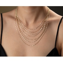 14 Ayar Altın Kaplama 925 Ayar Gümüş İtalyan Ezme Zincir Kolye.rose.gold.rodaj Gümüş