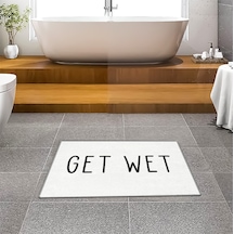 Evaşk Banyo Paspası İpeksi Kadifemsi Halı Yüzey Kaymaz Taban 45x75 BM01245B Beyaz