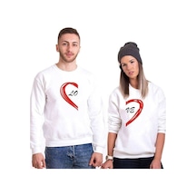 Tshirthane Love Sevgili Kombinleri Unisex Sweatshirt Kırık Beyaz