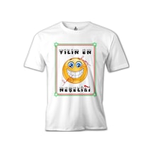 Yılın En Neşelisi Beyaz Erkek Tshirt