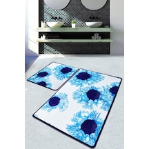 Unravel Banyo Halısı Djt 2 Li Set, Banyo Halısı , Banyo paspası yıkanabilir Mavi
