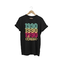 1990 Retro Vintage Classic Baskılı %100 Pamuk Regular Fit Unisex T-shirt Siyah