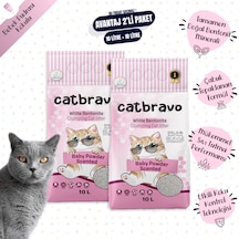 Cat Bravo Aktif Bebek Pudrası Kokulu Topaklaşan Bentonit Kedi Kumu 2 x 10 L