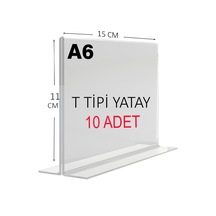 Heroglas 10adet A6 T Tipi Yatay Masa Üstü Şeffaf Pleksi / Föylük-fiyatlık-menü-broşürlük