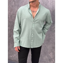 Modefendi Krinkıl Kumaş Oversize Kesim Keten Gömlek Yeşil Modefendi Krinkıl Kumaş Oversize Kesim Keten Gömlek Yeşil