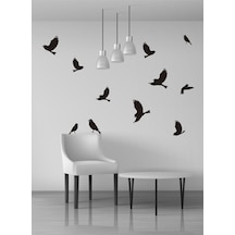 Uçan Kuşlar Dekoratif Duvar Sticker Kuş Sürüsü Siyah 22 Adet 1
