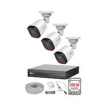 Dahua 3 Kameralı Gece Görüşlü Su Geçirmez Full Hd Güvenlik Kamerası Seti 320gb