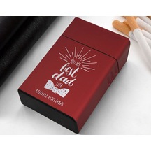 Bk Gift Kişiye Özel İsimli Babalar Günü Tasarımlı Kırmızı Metal Sigara Tabakası