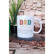 Dad Noun 3 Baskılı Babaya Özel Tanım Babalar Günü Hediyelik Baskılı Çay Kahve Sunum Kupa Bardak Tek Renk