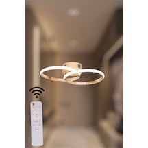 Gold İkili Yuvarlak 3 Renk Kumandalı Beyaz&sarı&günış. Led Avize Gold